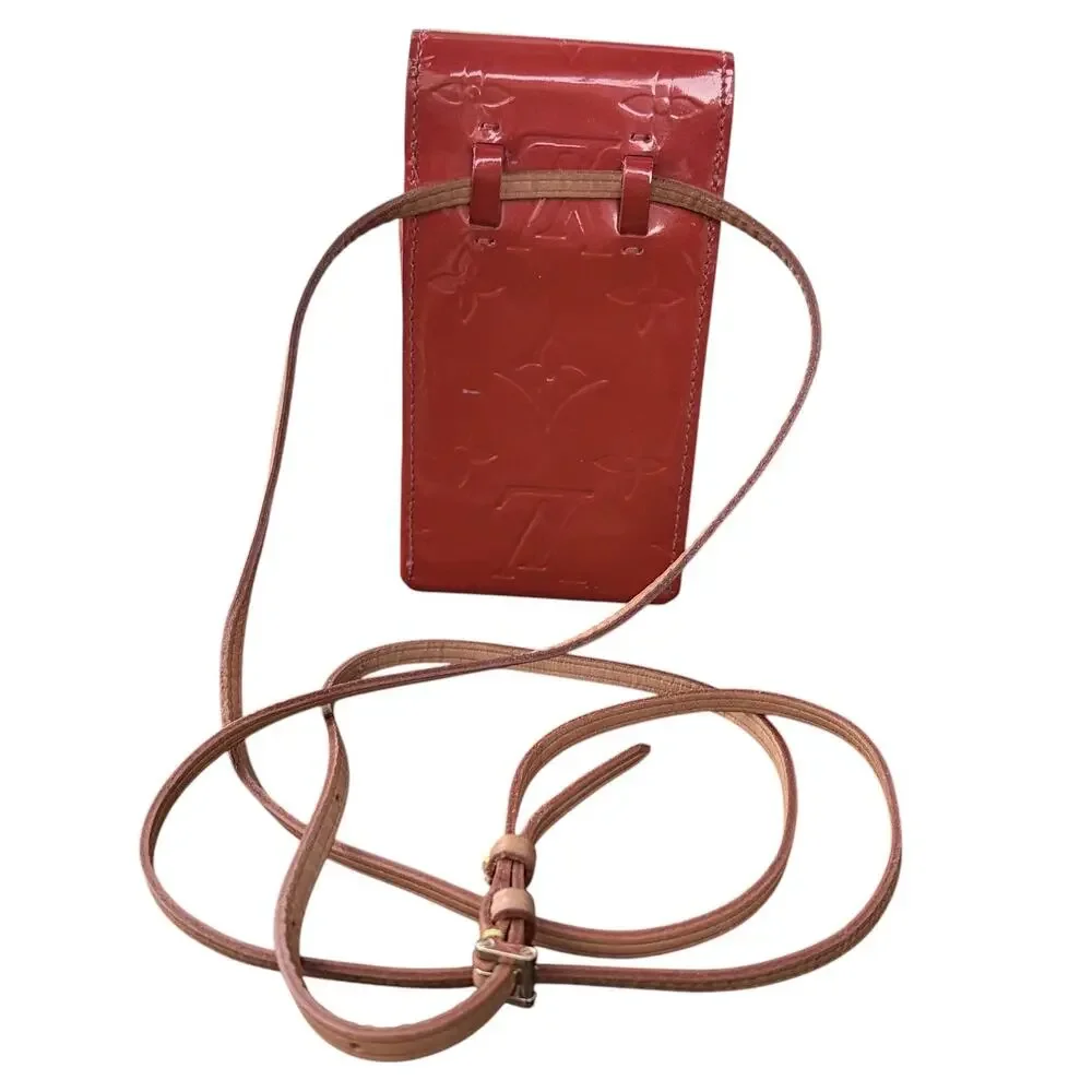 Louis Vuitton Vernis Red Patent Leather Compact Case w/Strap & Dust Bag